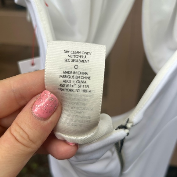 NWT Alice + Olivia White Chain Halter Gown with Slit - Picture 9 of 10